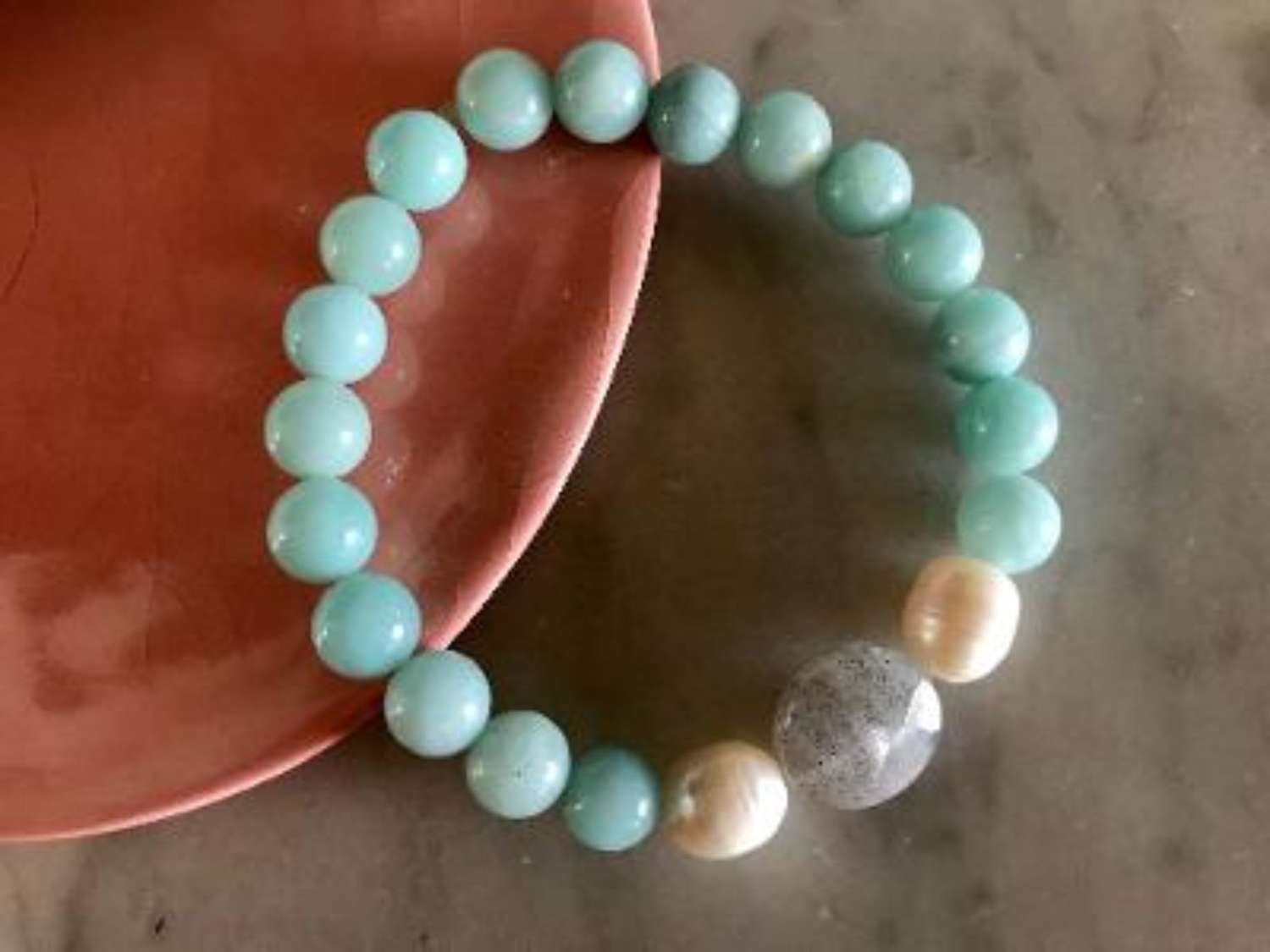 Annie bracelet - duck egg pearl