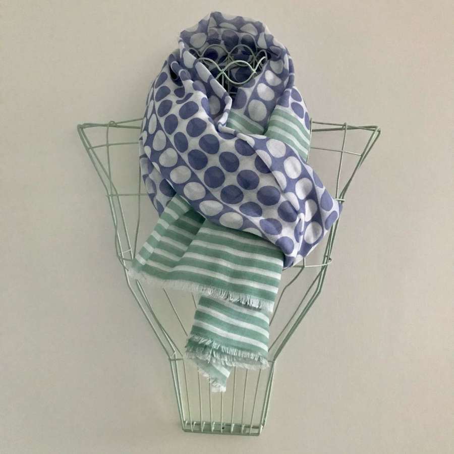 Spots and stripes scarf - blue/mint