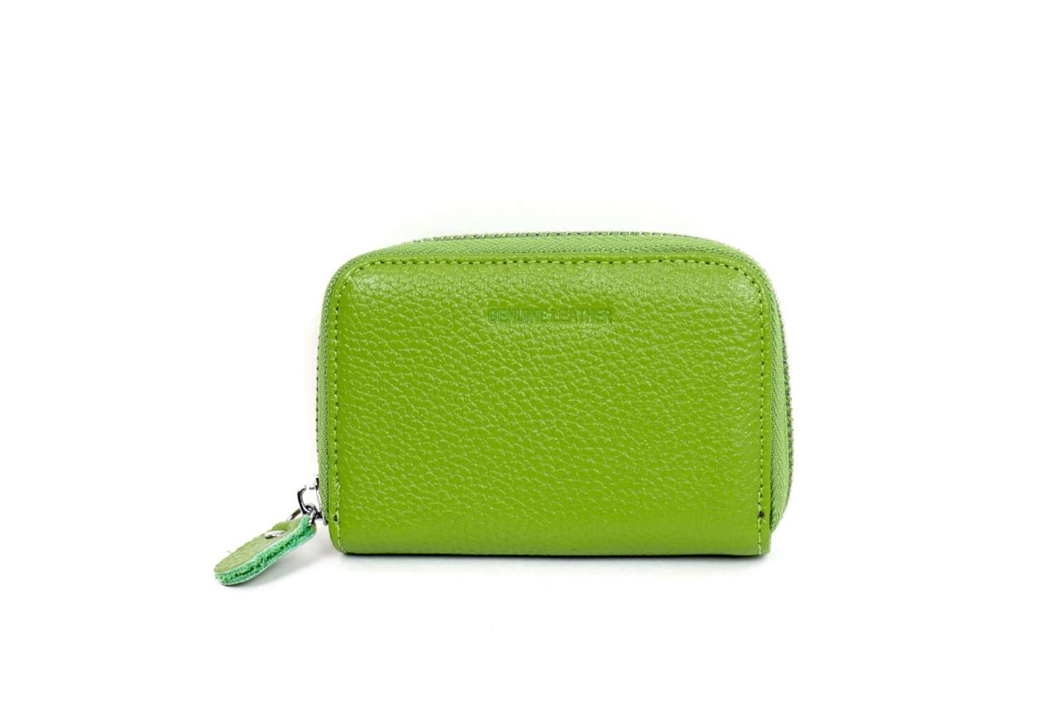 Leather card purse green